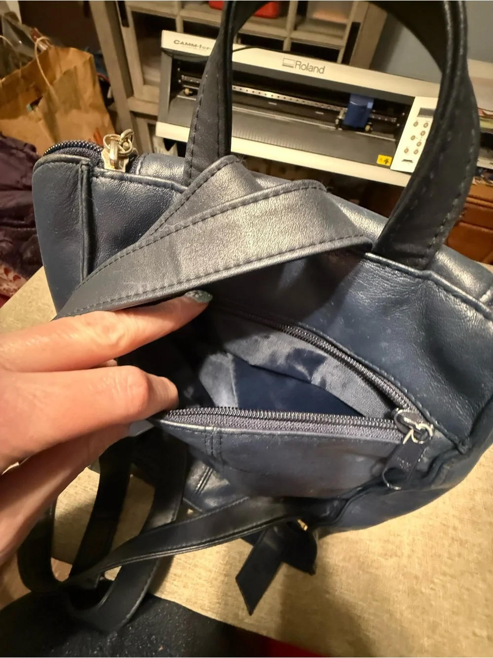 Classic Navy Leather Women’s Backpack - Timeless Everyday Bag